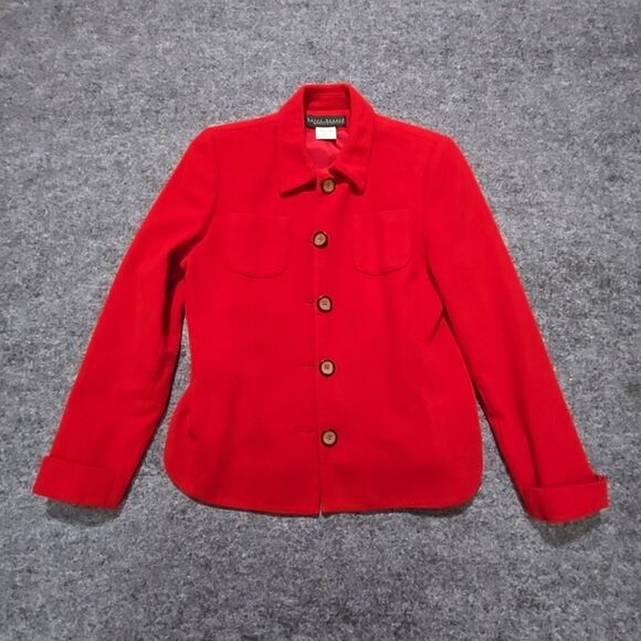 VTG Red Wool Cashmere Blazer Sz10 Jacket Harve Bernard Ukraine Cottage Fairy Lux - Picture 1 of 11